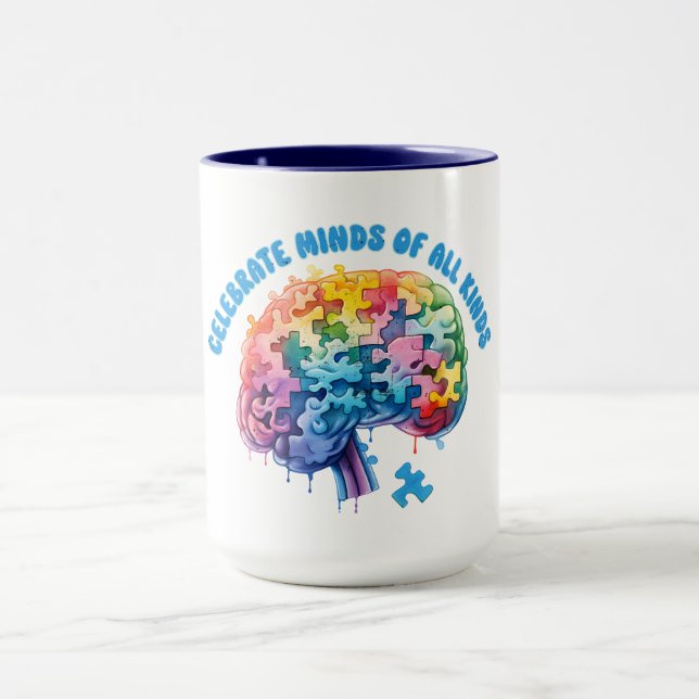 Caneca Celebrar mentes de todos os tipos. Neurodiversidad (Centro)