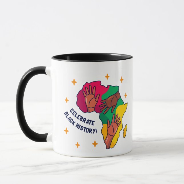 Caneca Celebrar Orgulho Negro História Mês Mug (Esquerda)