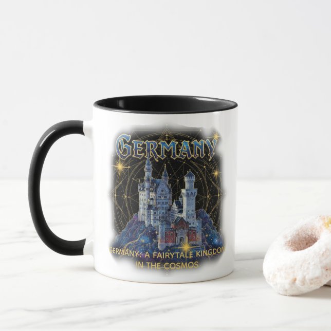 Caneca Celestial Germany Neuschwanstein Castle Art (Com Donut)