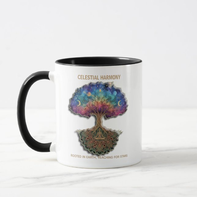 Caneca Celestial Harmony Tree | Cosmic Meditation Mandala (Esquerda)