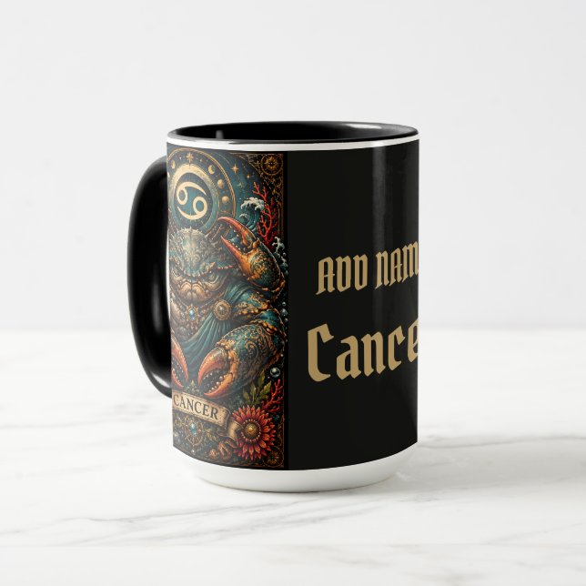 Caneca  Celestial Masculine Zodiac Cancer design (Frente Esquerda)