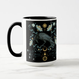 Caneca Celestial Raven Coffee Mug Viking Pagan Botânico