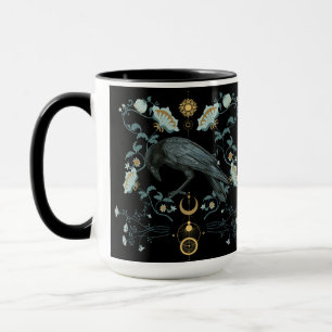 Caneca Celestial Raven Coffee Mug Viking Pagan Botânico