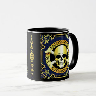 Caneca Célula óssea cruzada/design ouro/preto/azul