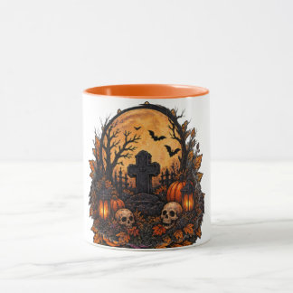 Caneca Cemitério Assombrado ao Luar Gótico Halloween