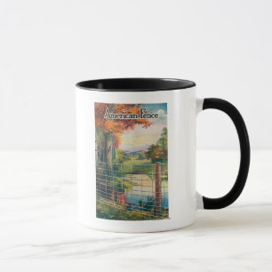 Caneca Cena americana da borda da estrada da cerca do Co