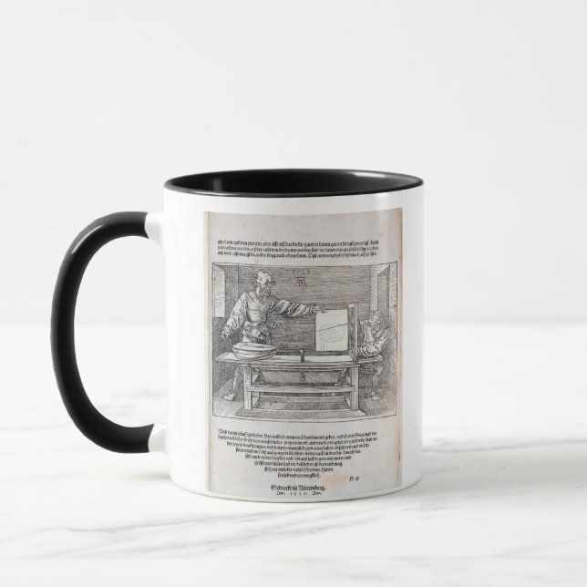 Caneca Cena curso de Durer do "na arte do desenho", (Esquerda)