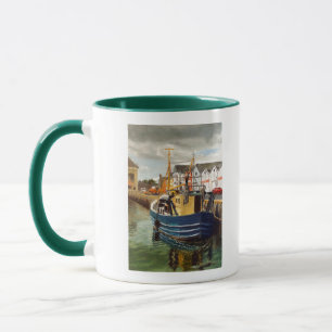 Caneca Cena da Cidade de Galway Irlanda Barco de Pesca