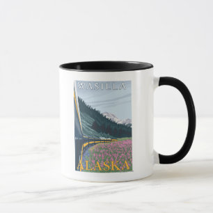 Caneca Cena da estrada de ferro de Alaska - Wasilla,