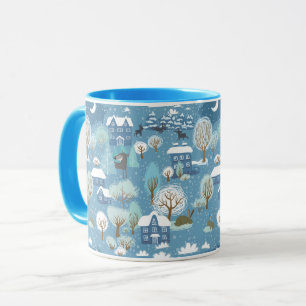 Caneca Cena da vintage de inverno