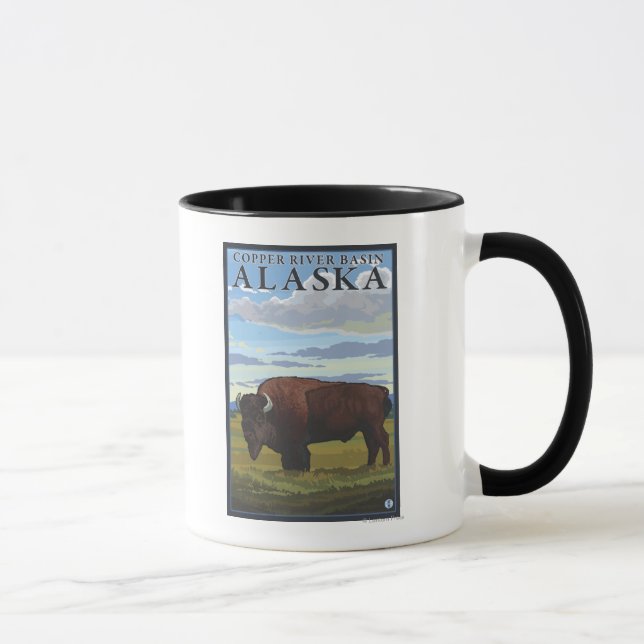 Caneca Cena de Bison - Bacia do rio Cobre, Alasca (Direita)