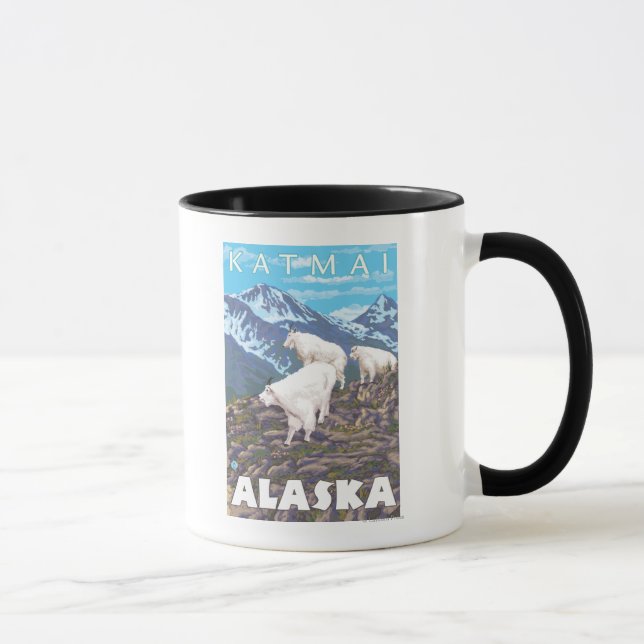 Caneca Cena de Caprinos de Montanha - Katmai, Alaska (Direita)