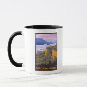Caneca Cena de desfiladeiro do rio Columbia com Ponto Cor