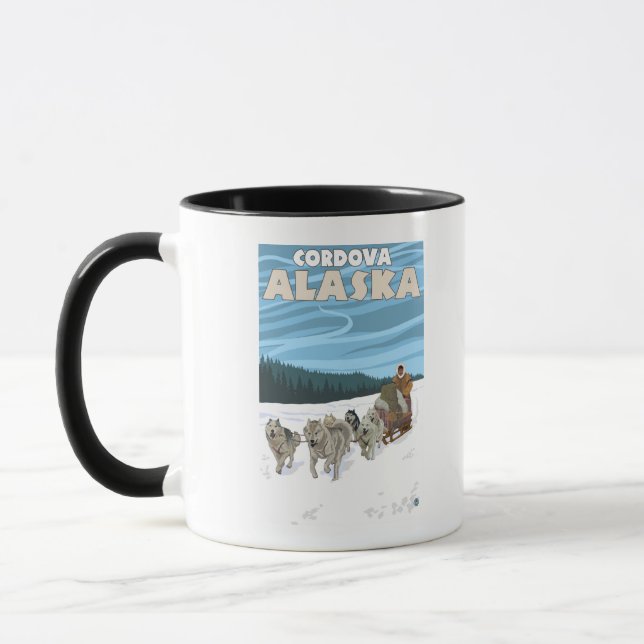 Caneca Cena de Dormência de Cachorro - Córdova, Alasca (Esquerda)