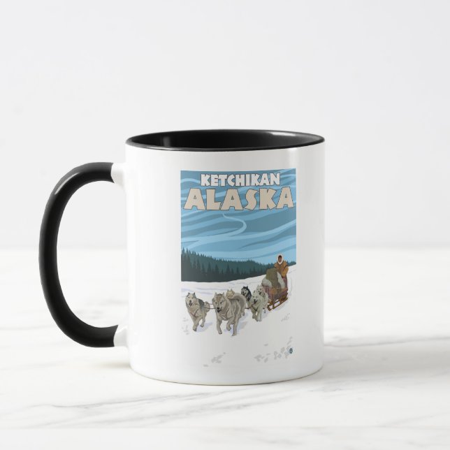 Caneca Cena de Dormência de Cães - Ketchikan, Alasca (Esquerda)