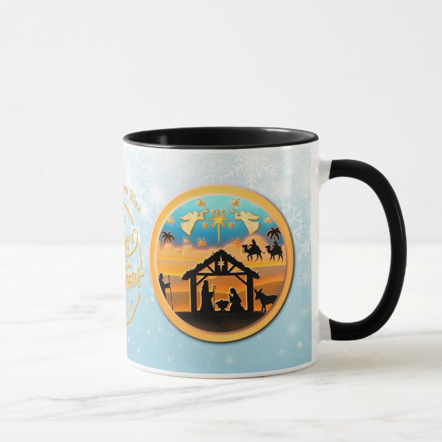 Caneca Cena de Natal do Menino Jesus no Presépio (Direita)