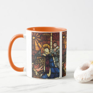 Caneca Cena de Natal Vintage em Vidro Colorido
