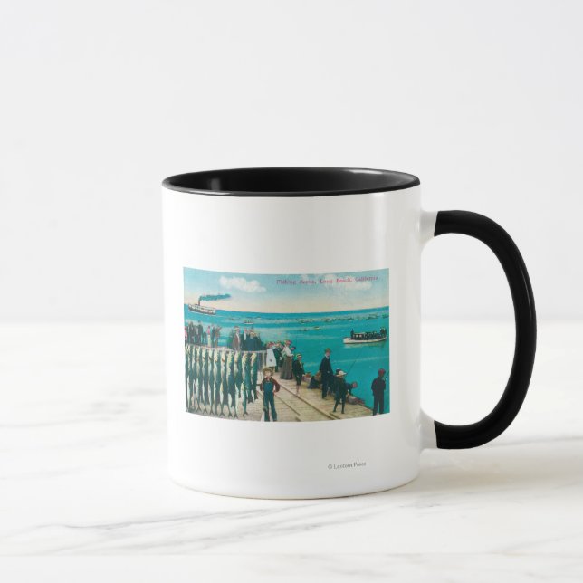Caneca Cena de pesca com uma enorme captura (Direita)