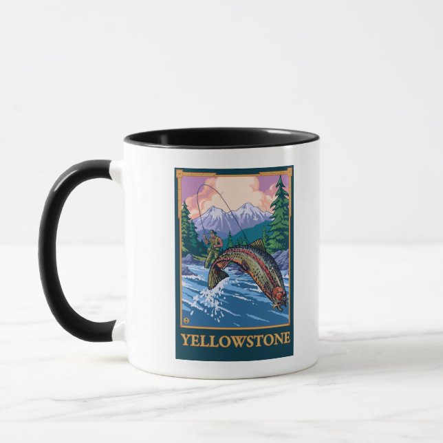Caneca Cena de Pesca de Voo - Parque Nacional de Yellowst (Esquerda)