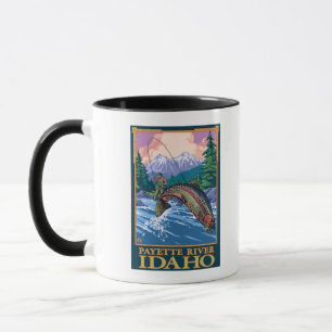 Caneca Cena de Pesca de Voo - Rio Payette, Idaho