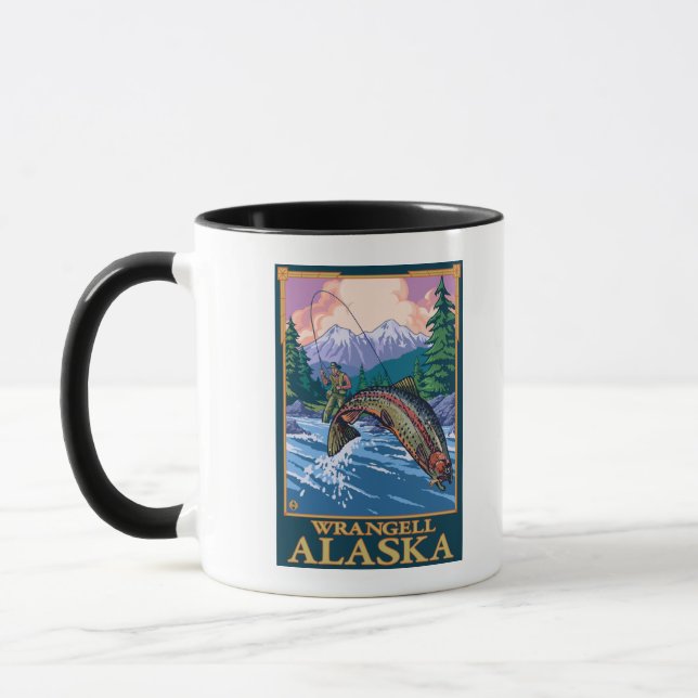 Caneca Cena de Pesca de Voo - Wrangell, Alaska (Esquerda)