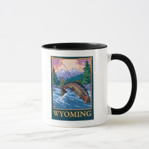 Caneca Cena de Pesca de Voo - Wyoming