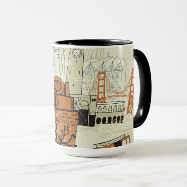 Caneca Cena de San Francisco do Doodle (Frente Esquerda)