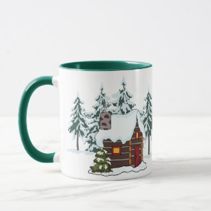 Caneca Cena de Snowy Cabin