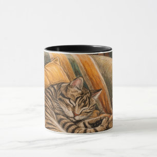 Caneca Cena de Vinil de Gato Aconchegante e Café, Gato Si