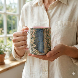 Caneca Cena do Caminho Floral da Porta Azul do Jardim da 