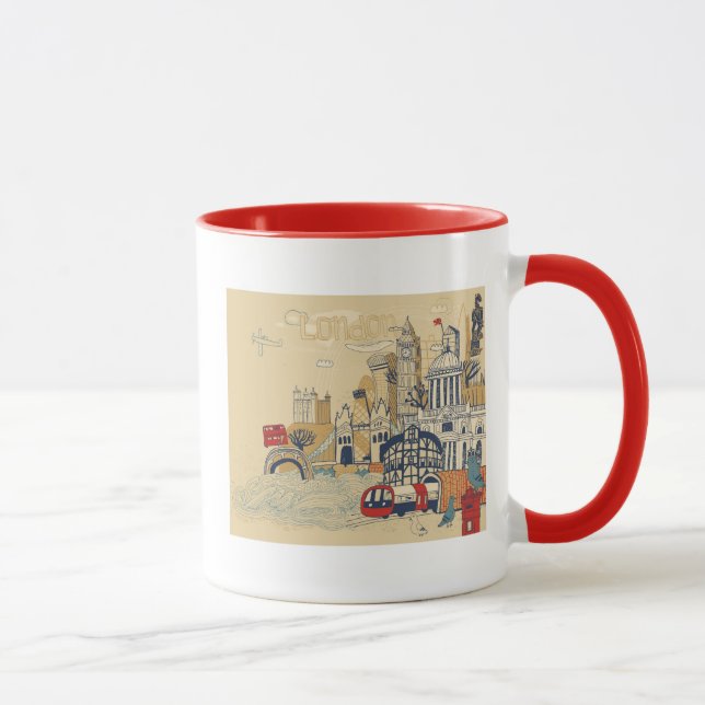 Caneca Cena do Doodle de Londres (Direita)