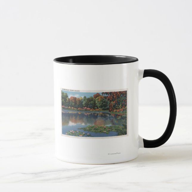 Caneca Cena do Lago Idaho com Lily PadsIdaho (Direita)