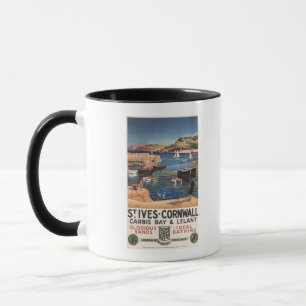 Caneca Cena do porto com a menina e as gaivota Railway