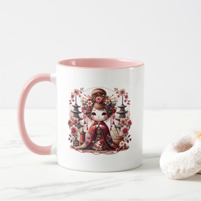 Caneca Cena Gisha Cuta Japonesa (Com Donut)