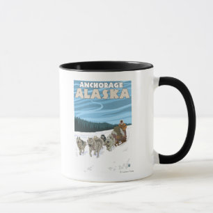 Caneca Cena Sledding do cão - Anchorage, Alaska