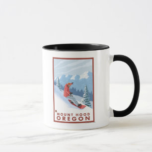 Caneca Cena Snowboarder - Monte Hood, Oregon