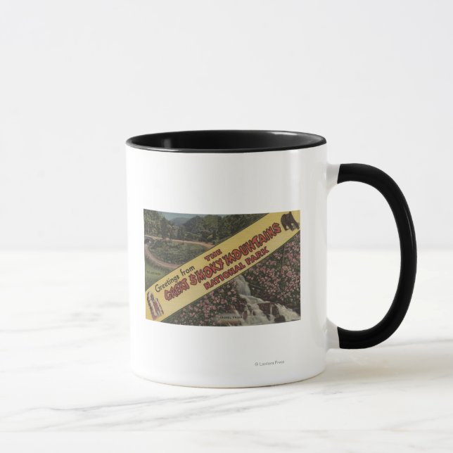 Caneca Cenas em letras grandes - Enfumaçado Mts. Nat'l Pa (Direita)