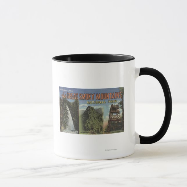 Caneca Cenas em letras grandes - Enfumaçado Mts. Nat'l Pa (Direita)