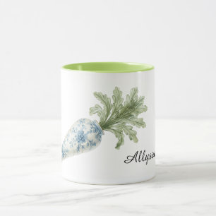 Caneca Cenoura Floral Azul Branca