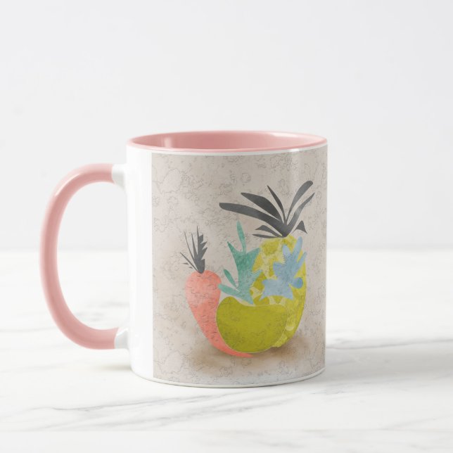Caneca Cenouras de desenho animado abstrato frutas abacax (Esquerda)