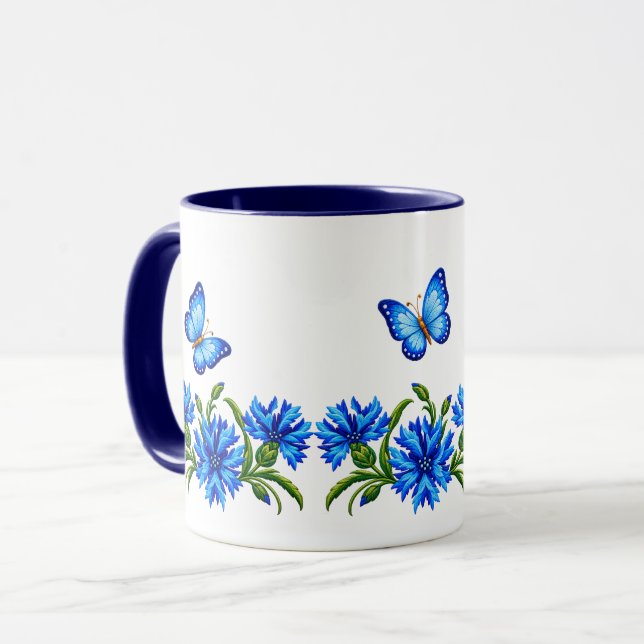 Caneca Centáureas & Borboletas (Frente Esquerda)