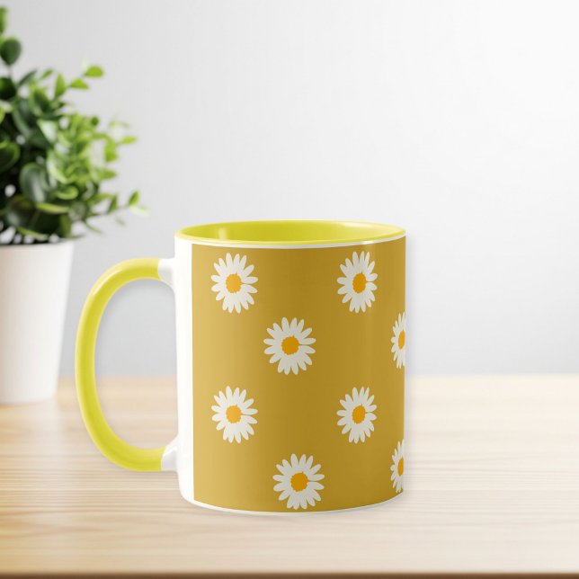 Caneca Ceramic mug, Daisy coffee mug, tea cup (Criador carregado)