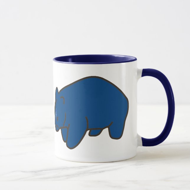 Caneca cerâmica azul de Wombat (Direita)