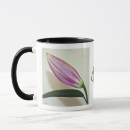 Caneca Cerâmica com Lily Bud, Alça Preta e Dentro