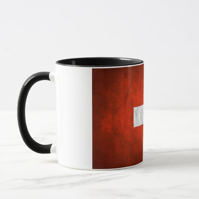 Caneca Cerâmica com Pavilhão Suiço Pintado a Escuro (Esquerda)