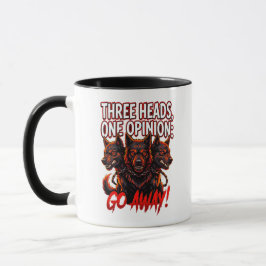 Caneca Cérbero Três Cabeças Uma Opinião Humor Divertido M