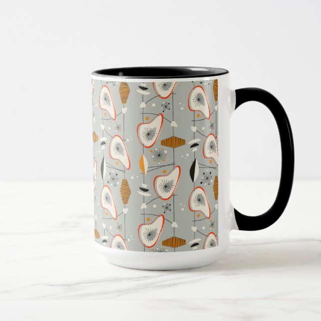 Caneca Cerceta geométrica & teste padrão azul (Direita)