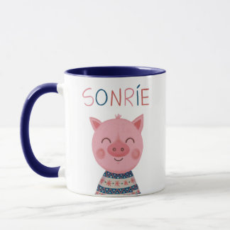 Caneca Cerdito feliz sonríe