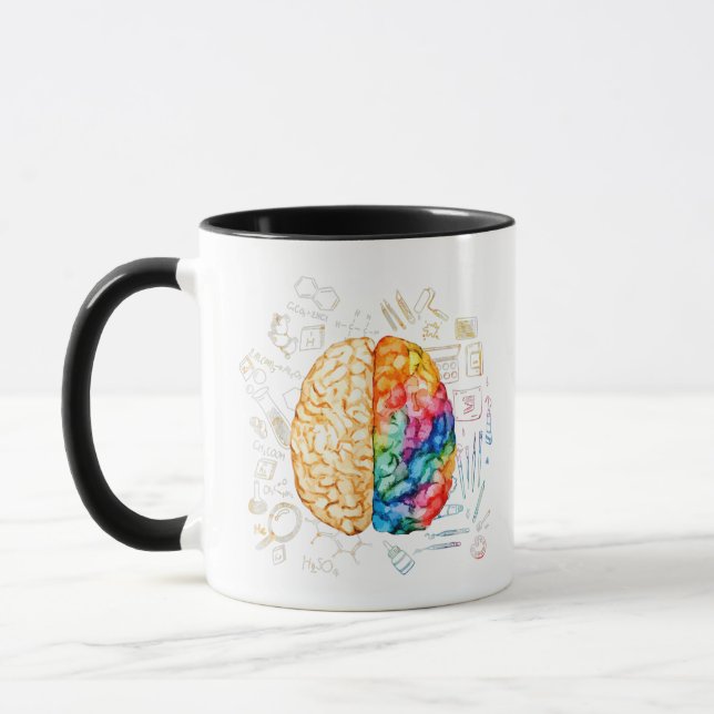 Caneca Cérebro Colorido - Ciência E Arte - Neurociência N (Esquerda)