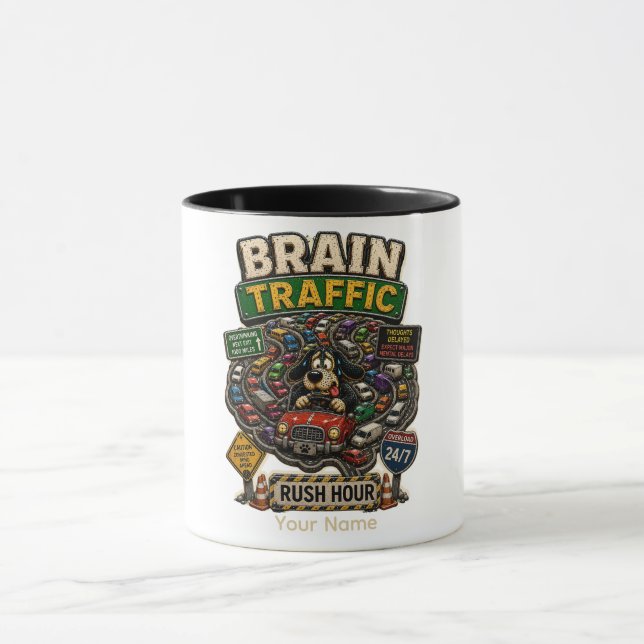 Caneca Cérebro Tráfego Hora do Rush Personalizado Diverti (Centro)